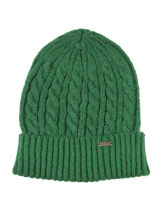 Wool cap with braids - Green 11177