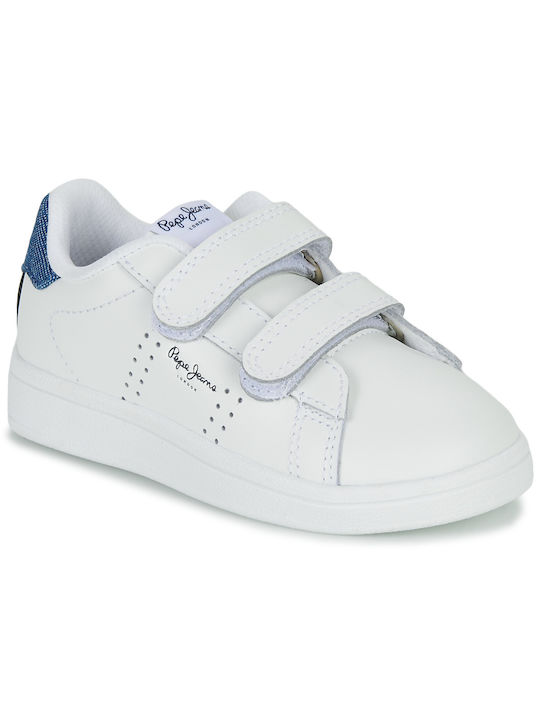 Pepe Jeans Παιδικά Sneakers Player Basic με Σκρατς για Αγόρι Λευκά