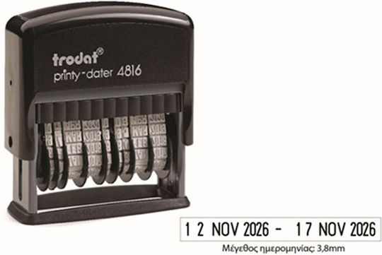 Trodat Printy Dater 4816 Rectangular Self-Inking Stamp Date in English Language