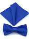 Legend Accessories Комплект Сатенена папионка с кърпа Legend Blue Royal