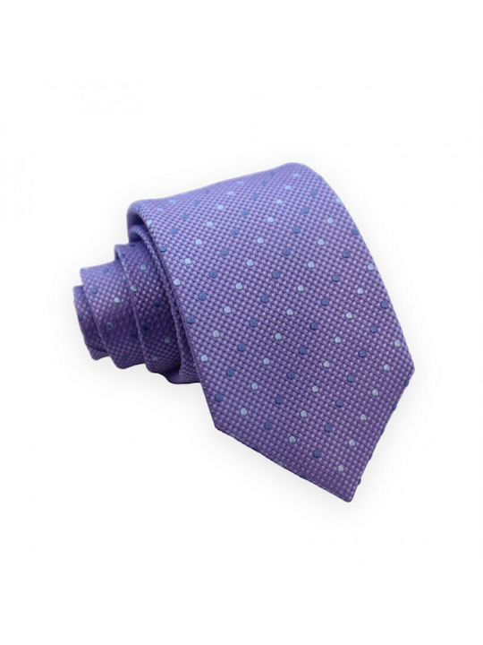 Silk Tie Light Purple with Blue Polka Dots 8cm.