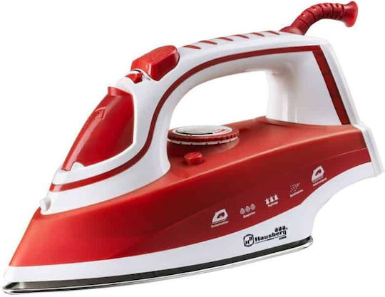 Hausberg HB-7831RS HB7831RS Steam Iron 2200W with Stainless Steel Plate and Continuous Steam Supply 17g/min