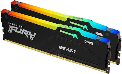 Kingston Fury Beast RGB 64GB DDR5 RAM with 2 Modules (2x32GB) and 6000 Speed for Desktop