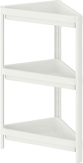 BRNS.10042-3-4 Corner Floor Bathroom Shelf Plastic with 3 Shelves 43x33x33cm White