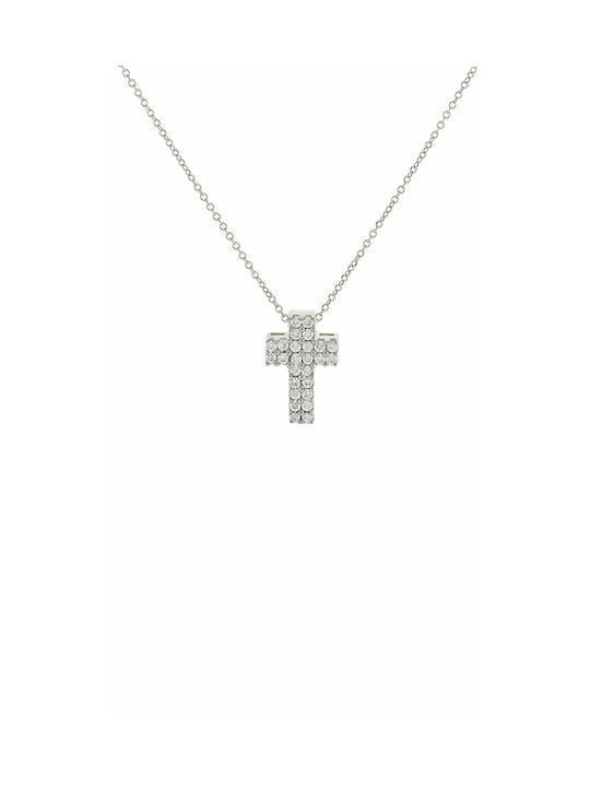 Mertzios.gr Women's White Gold Cross 9K with Chain