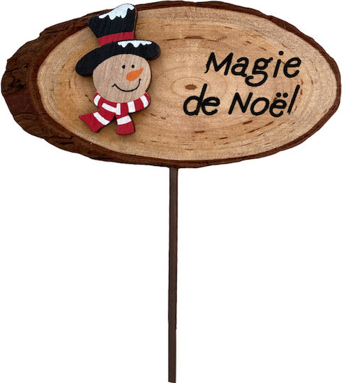 Christmas Wooden Figure SNowman Brown Height 40cm Magie De Noel