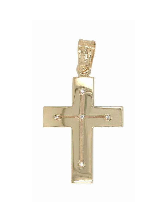 Mertzios.gr Gold Cross 14K Double Sided