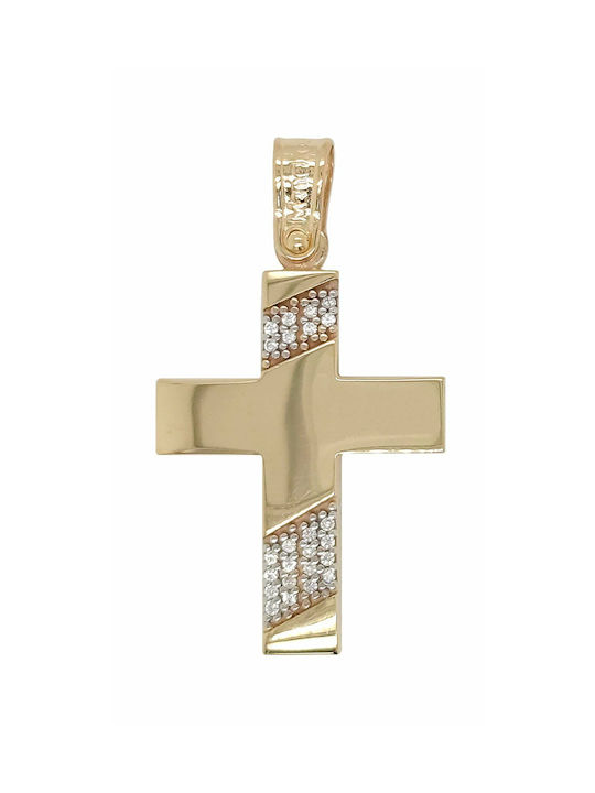 Mertzios.gr Gold Cross 14K Double Sided