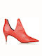 Mestico CAB05- Women's Leather Medium Heel Ankle Boots Red