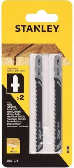 Stanley Jig Saw Blade for Wood 60mm 2pcs STA21072