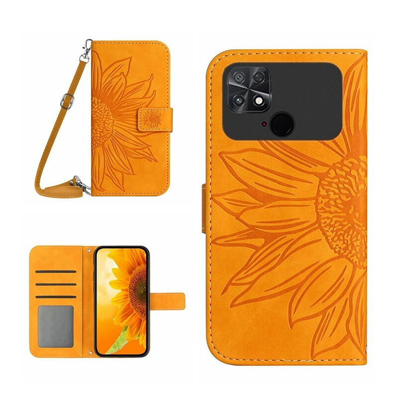 Sun Flower Θήκη Πορτοφόλι με Λουράκι Yellow Xiaomi Poco C40 Skroutzgr 8088
