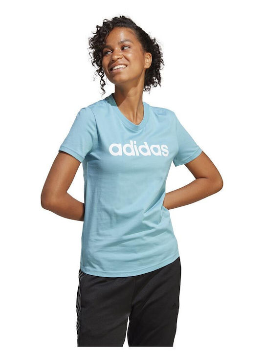 adidas Essentials Slim Logo T-Shirt Γαλάζιο
