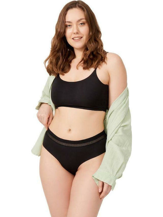 CottonHill CH6064 Șir de Caractere Plus Size Negru