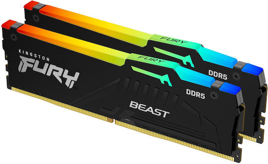 Kingston Fury Beast RGB DDR5 16GB RAM με 2x8GB Modules και Ταχύτητα 6000 για Desktop
