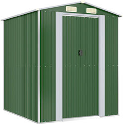 Metallic Galvanized Garden Warehouse with Double-Leaf Door & Air Vent Green L1.92xW1.91xH2.23cm
