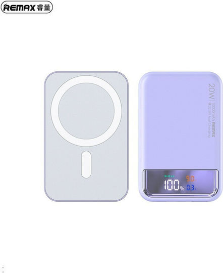 Remax RPP-525 MagSafe Power Bank 10000mAh 20W με Θύρα USB-A και Θύρα USB-C Power Delivery Μωβ