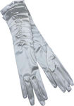 WHITE SATIN WEDDING GLOVES WITH STRAPS GUANTO ARTIGIANALE 38 CM