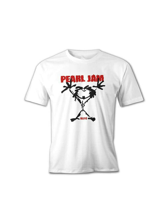 Tshirtakias Pearl Jam Logo Tricou Alb 213517-TSHIRT-WHITE