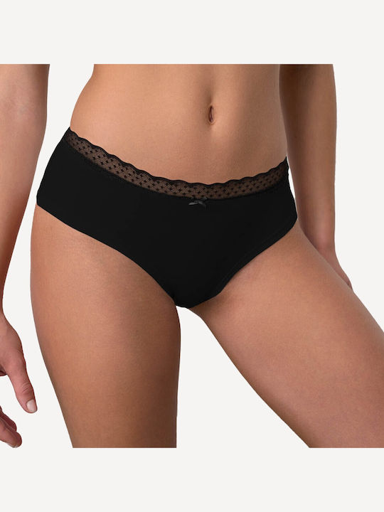Vamp Damen Slip mit Spitze Schwarz