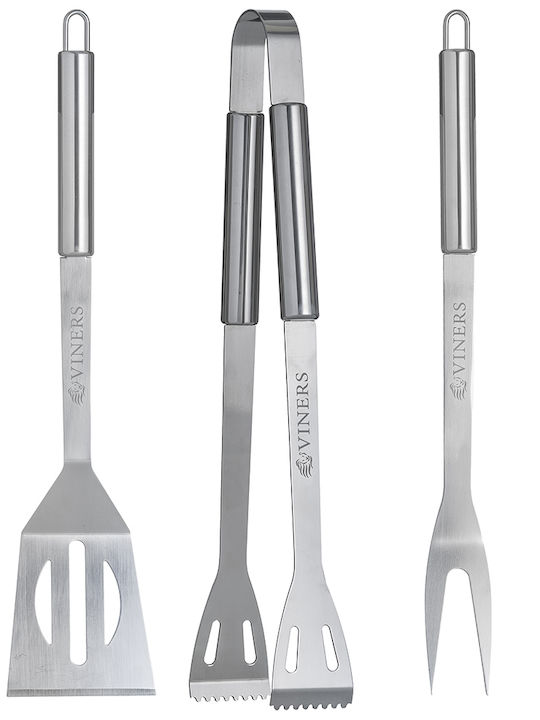 Viners Μπάρμπεκιου Edelstahl Set von 3 BBQ-Werkzeugen mit Tranchiergabel, Spatel und Zange 0302.197