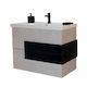 Chrisart Zeus 70 Waschtisch mit Waschbecken L70xB45xH65cm mit Krypto White/Black