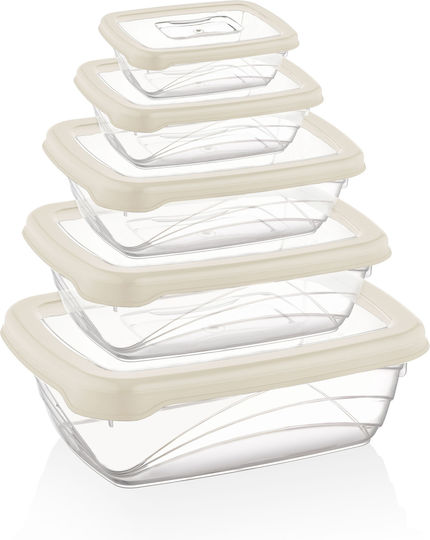 Herzberg Bio Saver Cutii De Prânz Din Plastic Bej 5 Bucăți