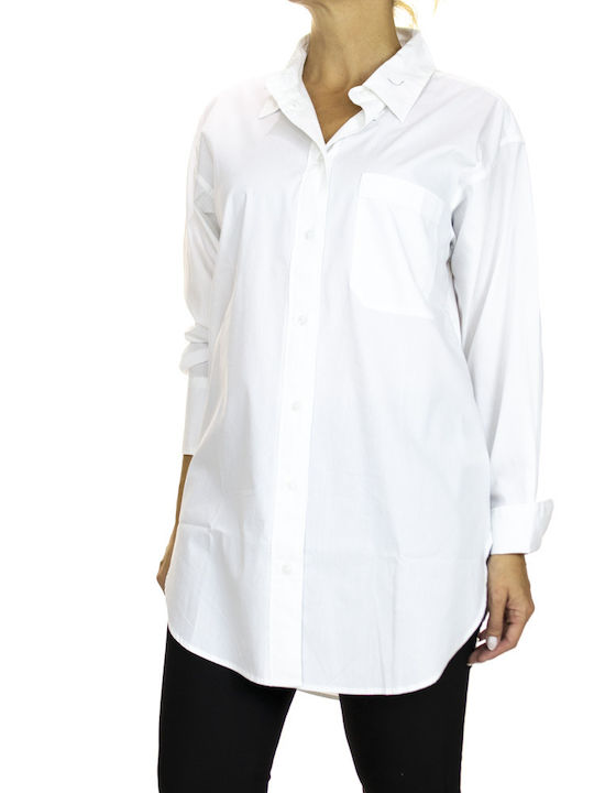 Tom Tailor Women's Monochrome Long Sleeve Shirt White