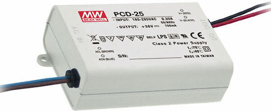Mean Well PCD25-750B Затъмняващо LED Захранване IP42 Мощност 25W с Изходно Напрежение 36V 2 бр