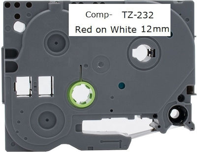 P-Touch Bandă de Etichetare Roșu pe alb 8m x 12mm în Culoarea Roșu 1buc