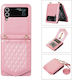 Rhombic Texture Umschlag Rückseite Synthetisches Leder mit Band Rose Gold (Galaxy Z Flip3 5G)