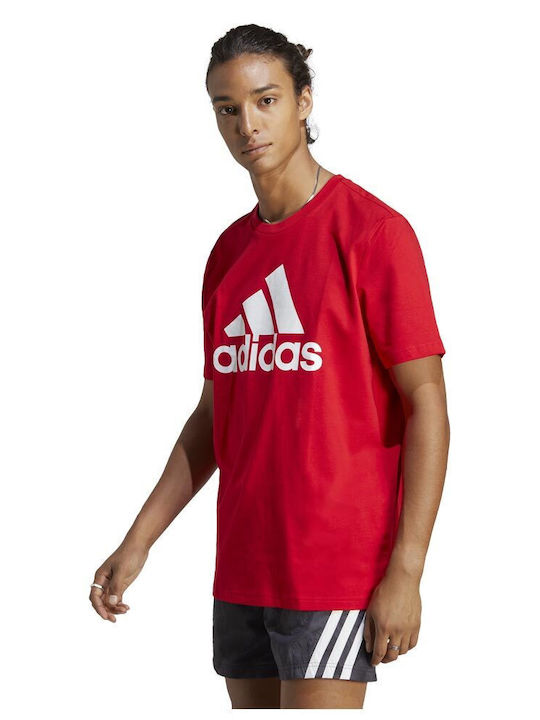 Adidas Αθλητικό Ανδρικό T-shirt Κόκκινο με Λογότυπο