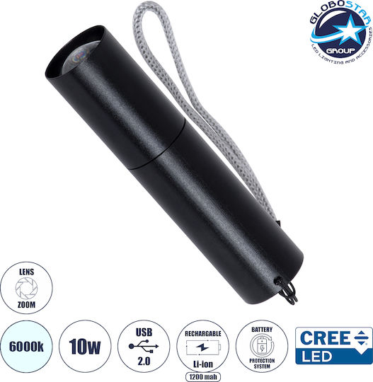 GloboStar Επαναφορτιζόμενος Φακός LED IP20 με Μέγιστη Φωτεινότητα 1000lm