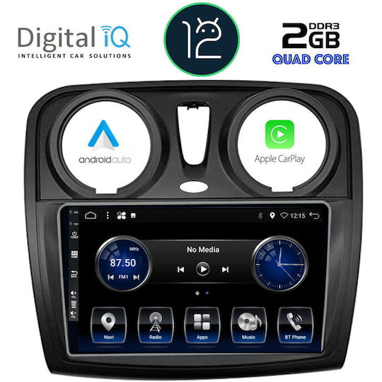 Digital IQ Car Audio System for Renault Dokker Dacia Dokker Dokker 2012+ (Bluetooth/USB/AUX/WiFi/GPS/Apple-Carplay/Android-Auto/CD) with Touch Screen 9"