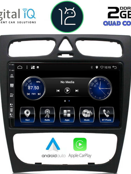 Digital IQ Sistem Audio Auto pentru Mercedes-Benz Clasa C 1999-2004 (Bluetooth/USB/AUX/WiFi/GPS/Apple-Carplay/Android-Auto/Partitură) cu Ecran Tactil 9"