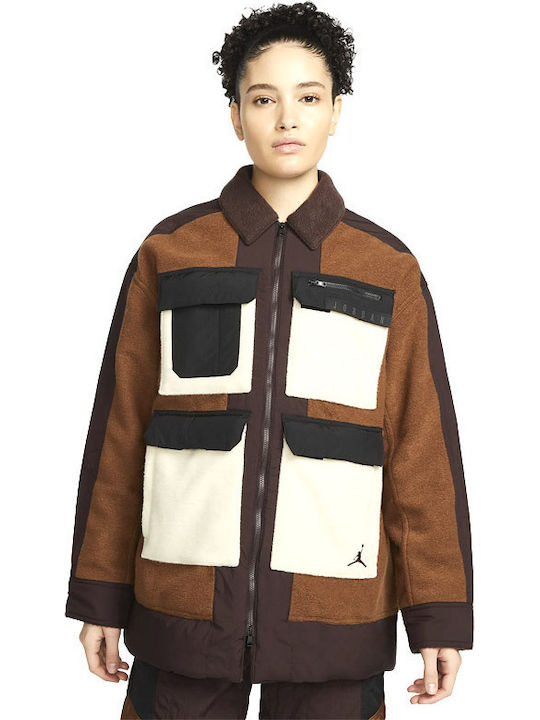 Women's Short Lifestyle Jacket for Winter Brown