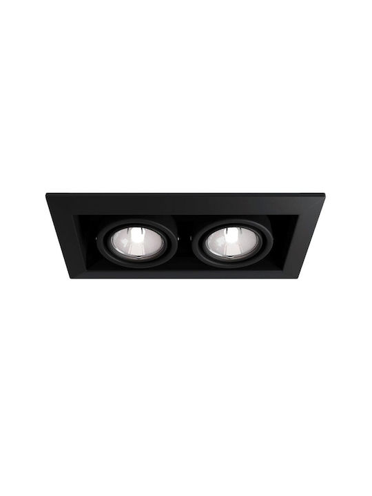 Maytoni Rechteckig Metallisch Einbau Spot mit Fassung GU10 Schwarz 24.5x12.6cm. 1Stück