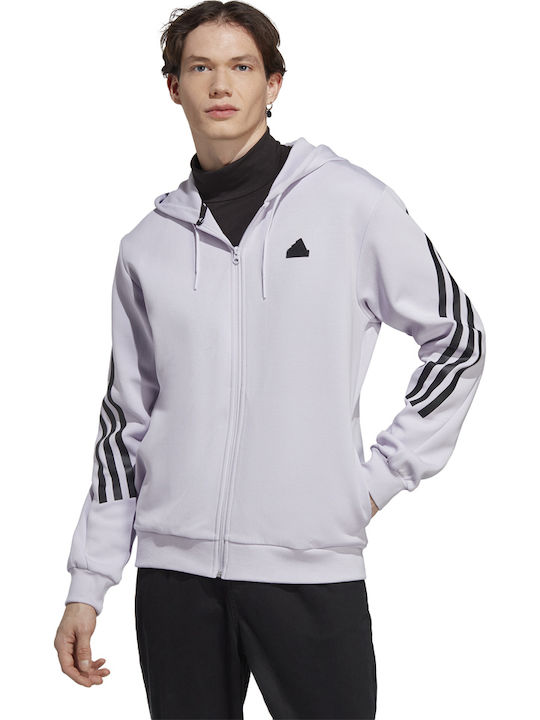 adidas Future Icons 3-Stripes Full Ζακέτα Γκρι με Κουκούλα