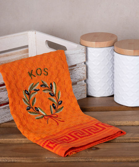 Silk Fashion Στεφάνι Kos Ποτηρόπανο από 100% Βαμβάκι σε Πορτοκαλί Χρώμα 70x50cm 12τμχ