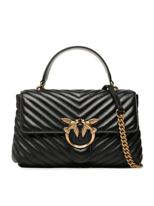 Love Lady Puff Classic Δερμάτινη Γυναικεία Τσάντα Χειρός Μαύρη