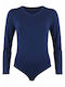 Women's leotard with elastic neckline Blue