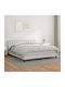 Κρεβάτι Υπέρδιπλο Επενδυμένο με Δερματίνη Λευκό με Στρώμα & Τάβλες για Στρώμα 160x200cm