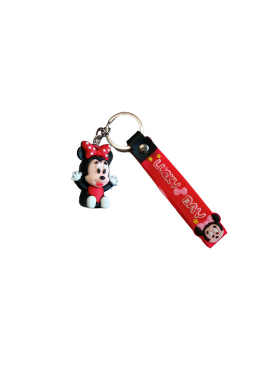 Keyring miniature Lucky Day Minnie Mouse made of rubber in black color 5cm