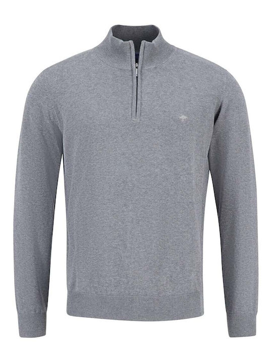 Fynch Hatton Men's Long Sleeve Sweater with Zipper Gray