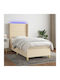 Bett Einzelbett Mit Stoff bezogen Blue mit Latten & Matratze 90x200cm