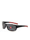Polareye PTE2115 Sonnenbrillen mit Black - Red Rahmen und Schwarz Polarisiert Linse