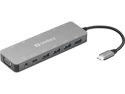 Sandberg USB-C Докинг станция с HDMI 4K PD (136-45)
