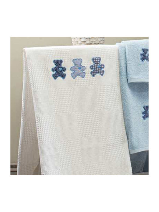 Beauty Home Κουβέρτα Κούνιας Bear Πικέ Λευκή 120x160εκ.