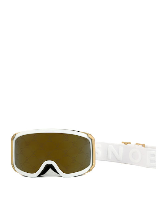 Snob Milano Μάσκα Σκι & Snowboard Ενηλίκων Λευκή με Φακό σε Κίτρινο Χρώμα Snob Milano Μάσκα Σκι & Snowboard Ενηλίκων Λευκή με Φακό σε Κίτρινο Χρώμα