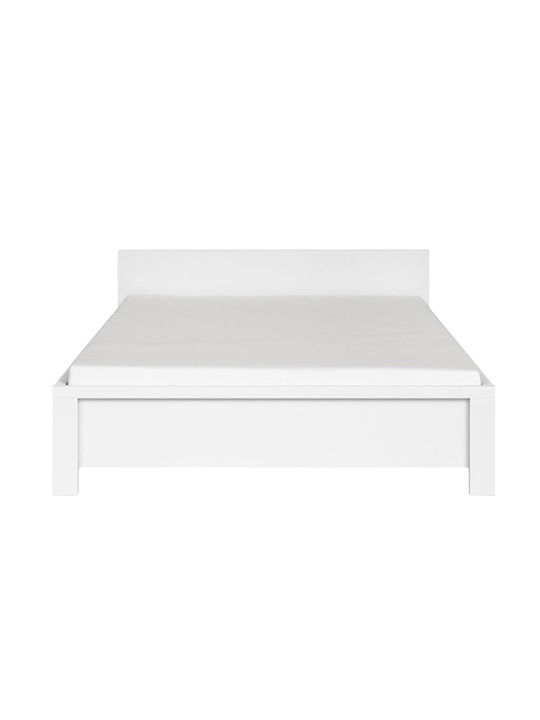 Fansi Κρεβάτι Υπέρδιπλο Ξύλινο Λευκό με Τάβλες για Στρώμα 160x200cm