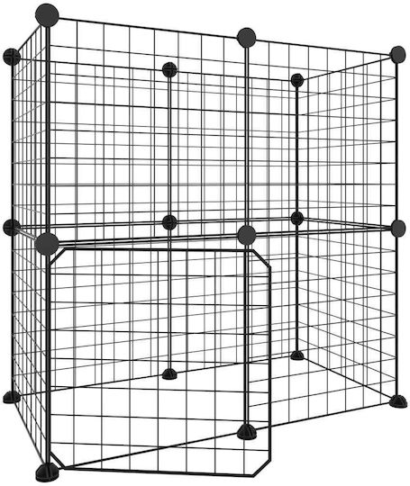 vidaXL Nagetierkäfig Haustierkäfig mit 12 Paneelen + schwarze Tür 70x35x70cm